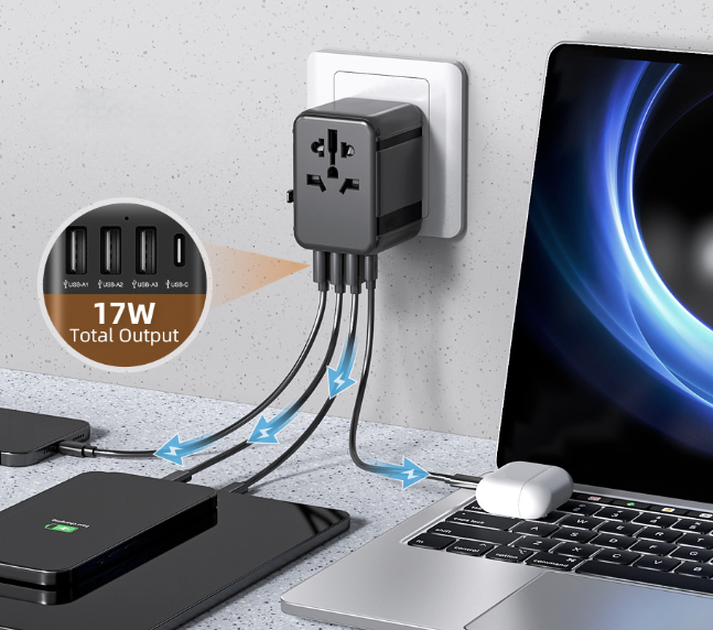 LNC Universal Travel Adapter Plug, Multi-Function Power Converter Socket, All-in-One Travel Adapter