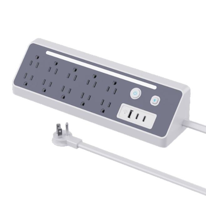 LNC Triangular US Plug Power Strip, Multi-Port Extension Socket,US Standard Power Strip with LED Indicator